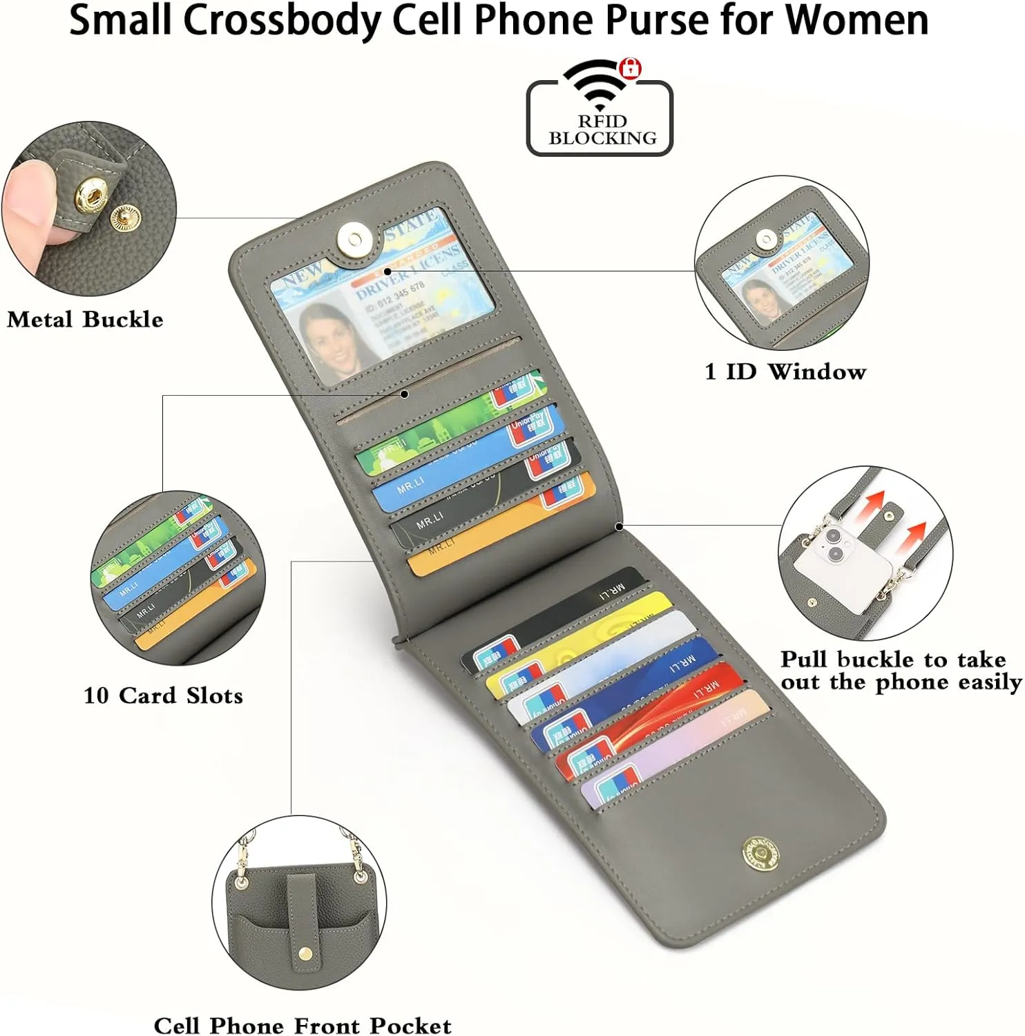 FALAN MULE Small Cell Phone Crossbody Bag Purse for Women, PU Leather Wallet Purse