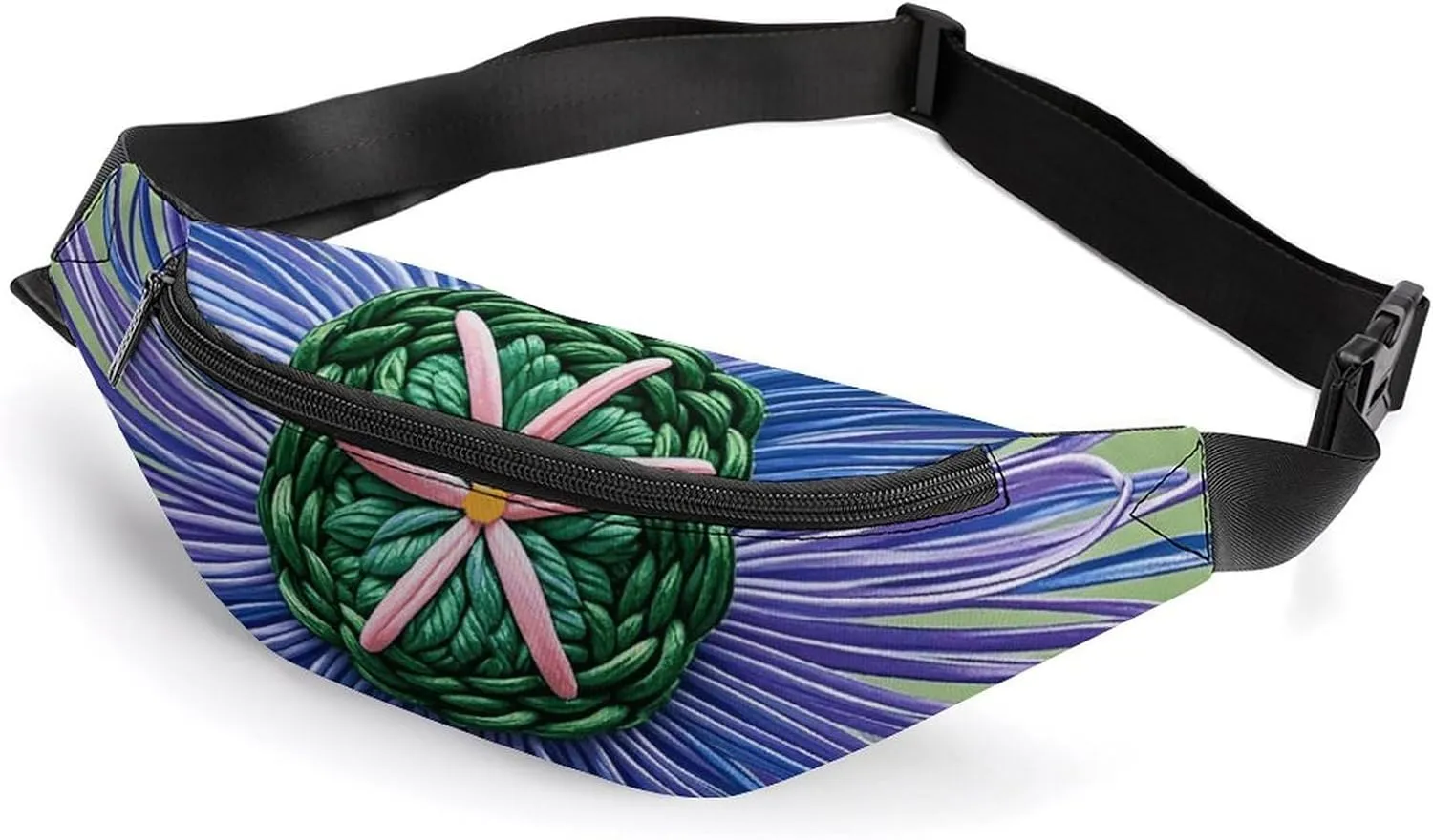 Fanny Pack for Men Women Modern Silk Threads Cloverleaf Filigree Waist Pack Small Belt Bag with Adjustable Strap Waterproof Sling Bag Fashion Crossbody Bag Bum Bag for Travel Hiking Running