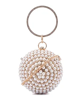 Faux-Pearl Beaded Wristlet