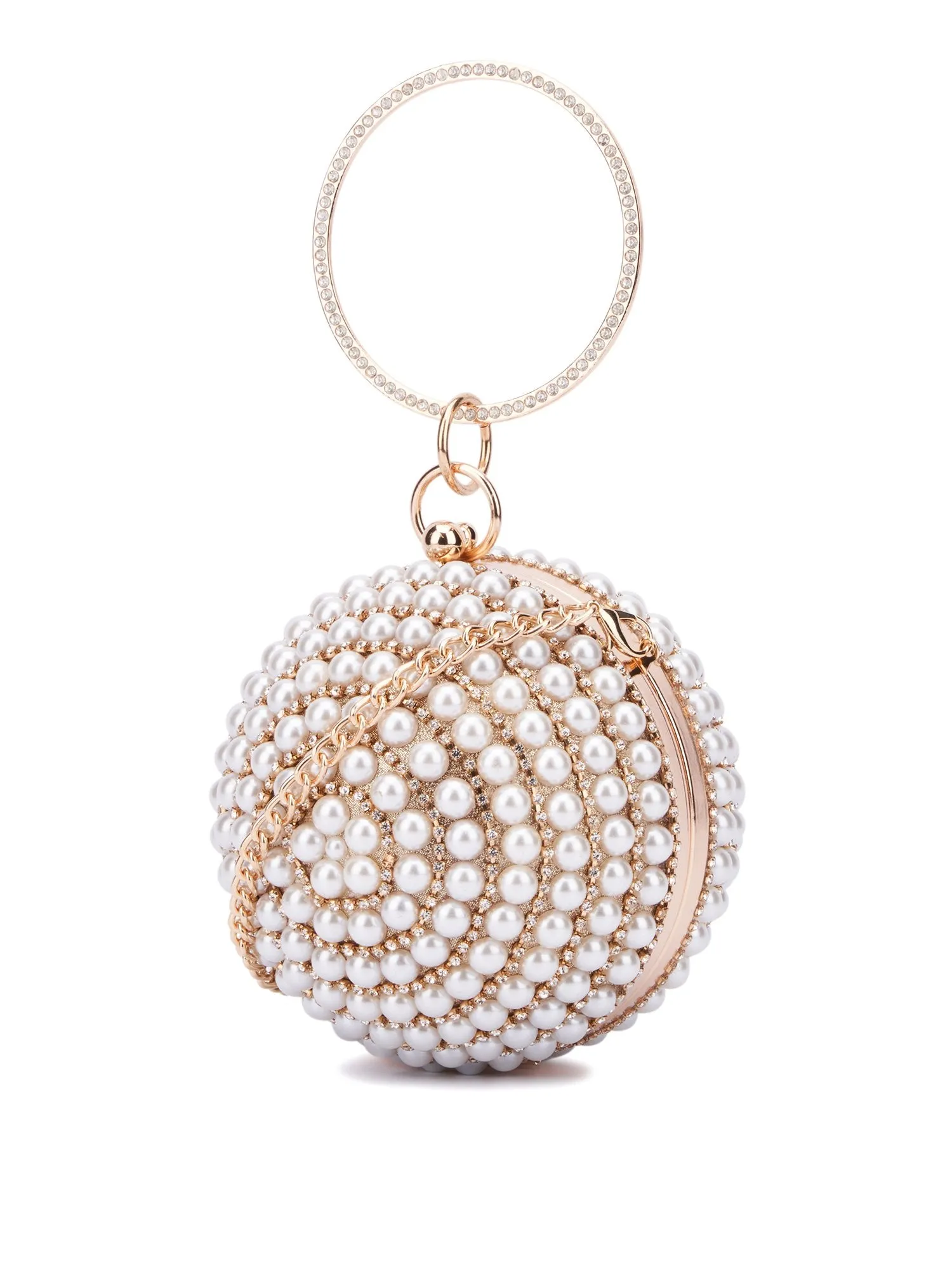 Faux-Pearl Beaded Wristlet