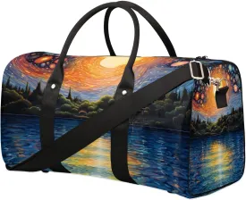 Foldable Travel Bag Abstract Sky Lake Lightweight Carry On Bags for Airplanes Waterproof Travel Duffle Bag For Gym Weekend Overnight