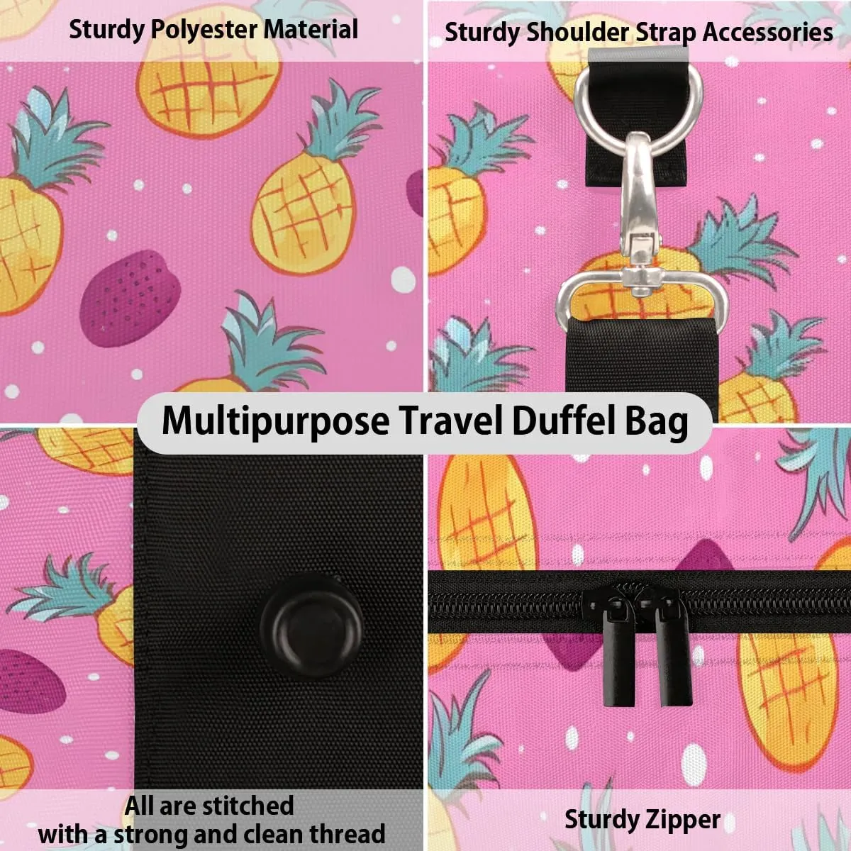 Foldable Travel Bag Little Pineapples Lightweight Carry On Bags for Airplanes Waterproof Travel Duffle Bag For Gym Weekend Overnight