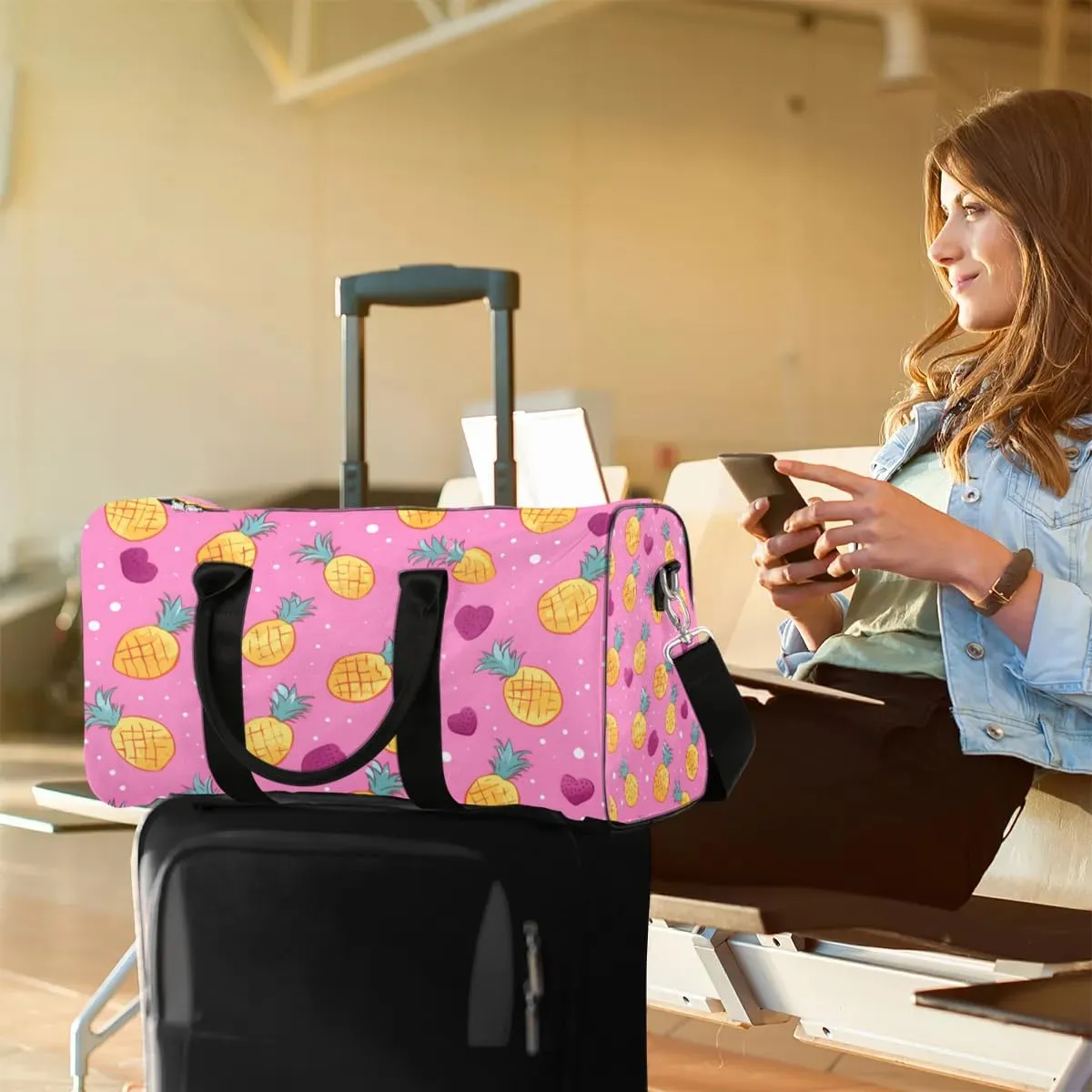 Foldable Travel Bag Little Pineapples Lightweight Carry On Bags for Airplanes Waterproof Travel Duffle Bag For Gym Weekend Overnight