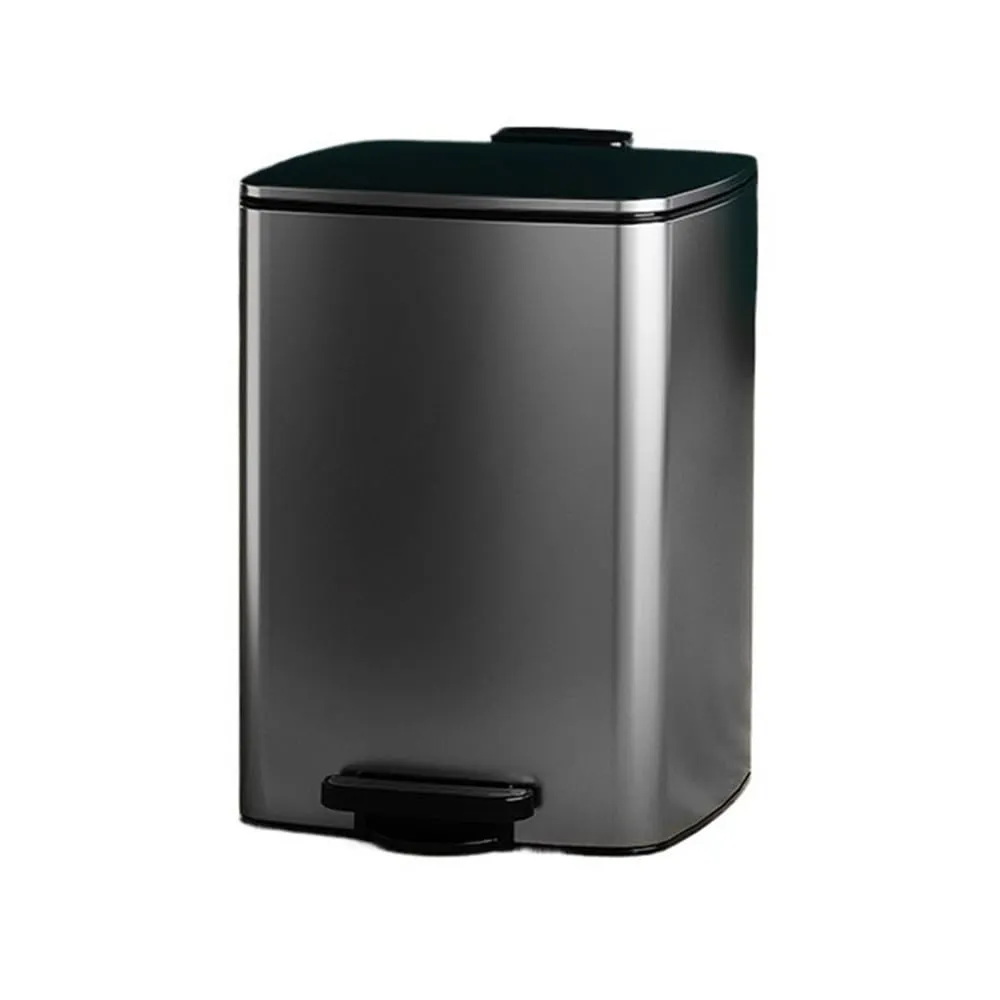Garbage Bin, 12L Hands-Free Thickened Steel Trash Can with Inner Bucket & Soft-Close for Kitchen,Indoor Trash Cans(Silver,25L)
