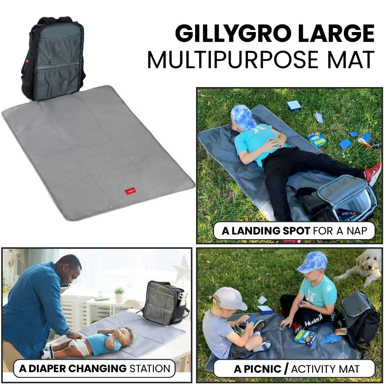 GillyGro Basic | 5-in-1 Multifunction Parent Backpack Set with Inbuilt Booster and 3  Insulated Pockets | Gray