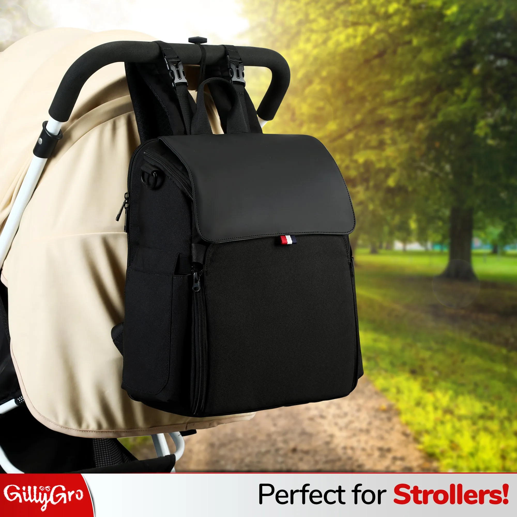 GillyGro Basic | 5-in-1 Multifunction Parent Backpack Set with Inbuilt Booster and 3  Insulated Pockets | Gray