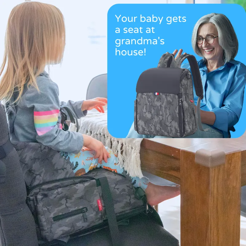 GillyGro Basic | 5-in-1 Multifunction Parent Backpack Set with Inbuilt Booster and 3  Insulated Pockets | Gray