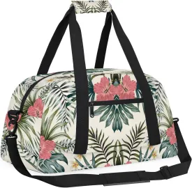 Green Palm Tropic Leaves Jungle 18 inch Small Gym Bag for Women and Men, Lightweight Carry On Weekender Bag Mini Duffel Bag for Travel Sports Workout, Summer
