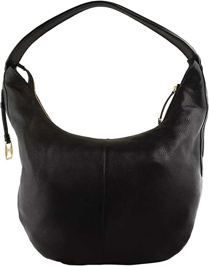 Halston Heritage CX2006L1 Leather Slouchy Shoulder Hobo Bag, Black