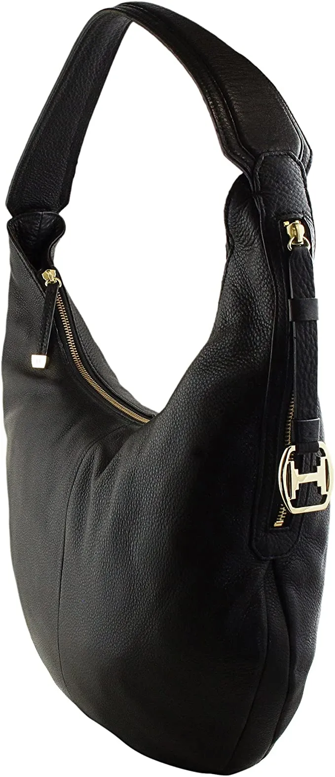 Halston Heritage CX2006L1 Leather Slouchy Shoulder Hobo Bag, Black