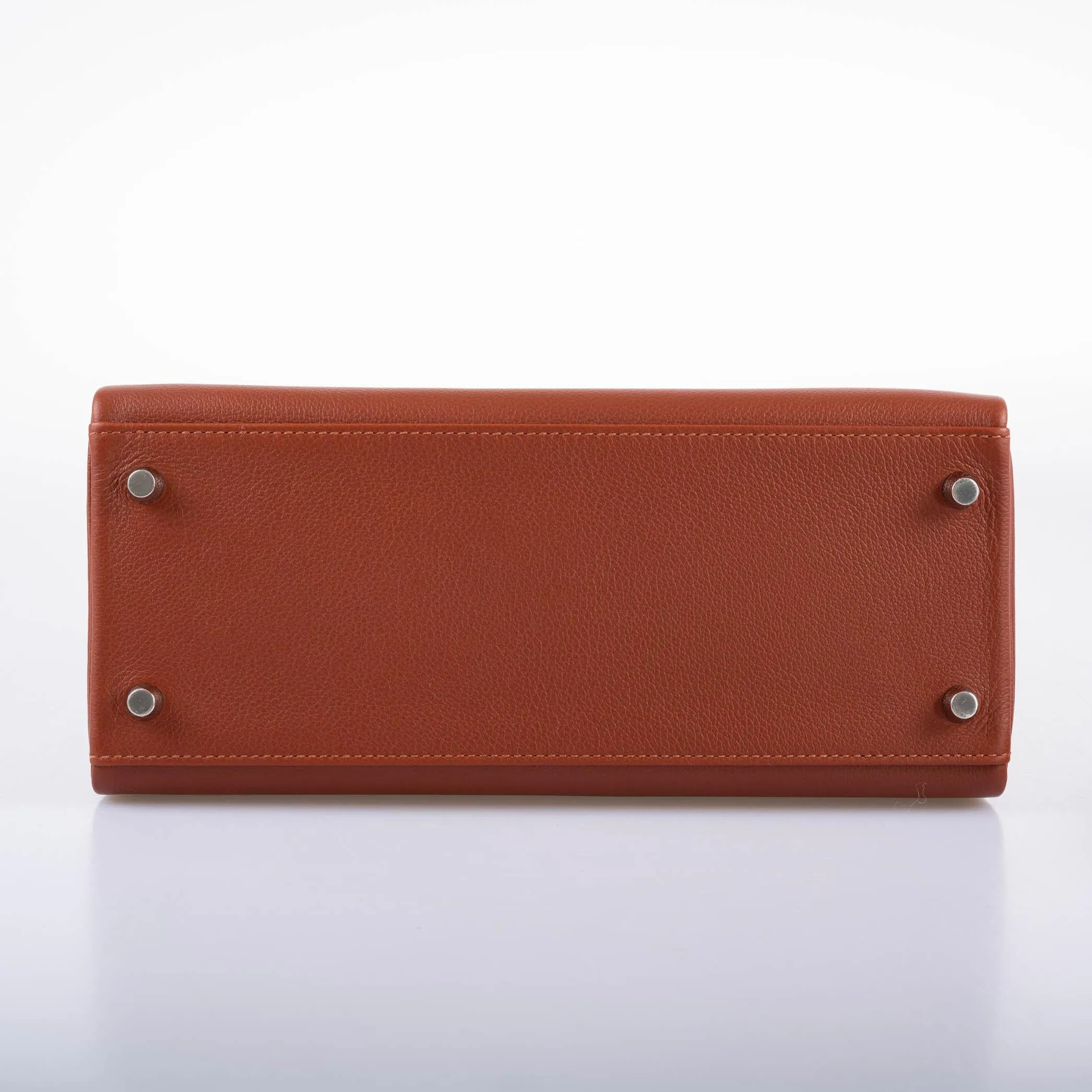 Hermès Kelly 28 Retourne Sienne Verso Deep Blue Evercolor leather with Palladium Hardware