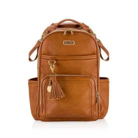 Itzy Ritzy Cognac Boss Plus Backpack Diaper Bag With 19 Pockets, Insulated Holders, Laptop Pocket