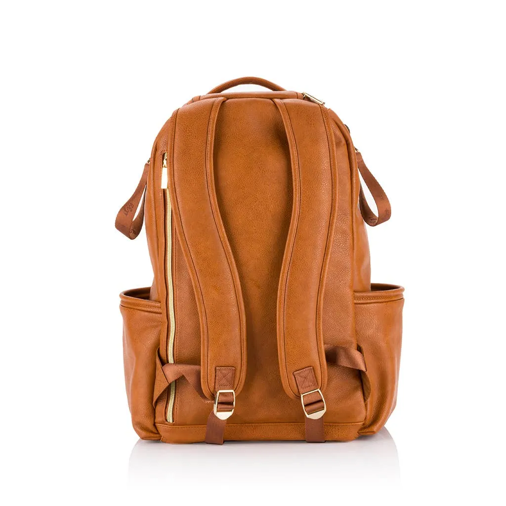 Itzy Ritzy Cognac Boss Plus Backpack Diaper Bag With 19 Pockets, Insulated Holders, Laptop Pocket