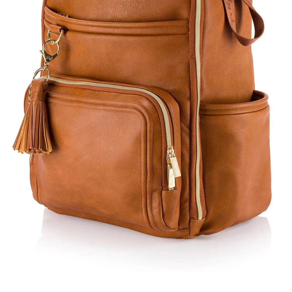 Itzy Ritzy Cognac Boss Plus Backpack Diaper Bag With 19 Pockets, Insulated Holders, Laptop Pocket