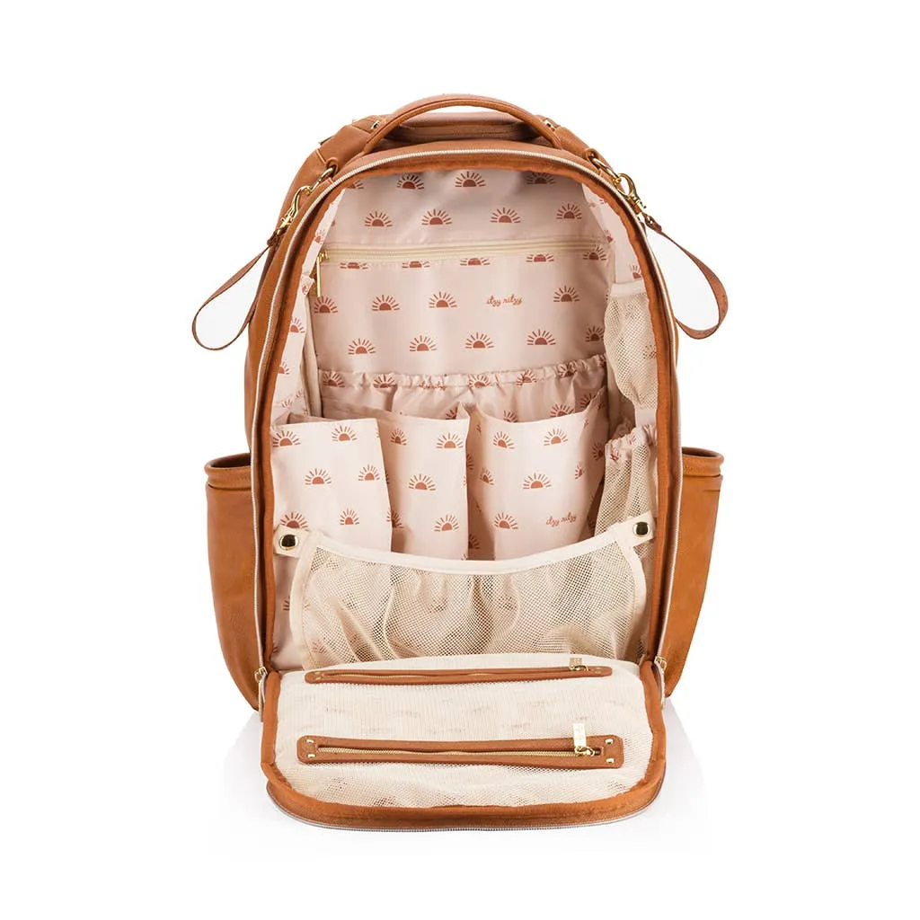 Itzy Ritzy Cognac Boss Plus Backpack Diaper Bag With 19 Pockets, Insulated Holders, Laptop Pocket