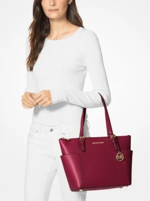 Jet Set Large Crossgrain Leather Top-Zip Tote Bag