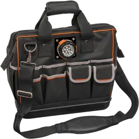 Klein Tools 55431 Tool Bag with Molded Bottom, Padded Shoulder Strap and Lighted Tool Storage with 31 Pockets
