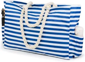 KUAK Beach Bag, Large Beach Bags for Women Waterproof Sandproof Beach Tote Bag with Zipper and Pockets for Pool Family
