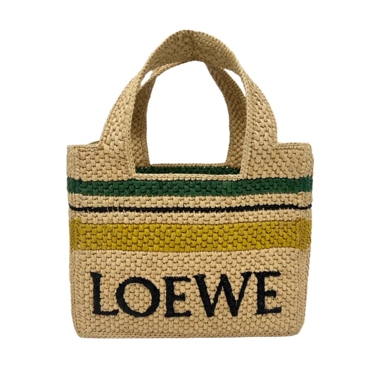 Loewe Tote Bag Raffia Small Natural/Green/Yellow