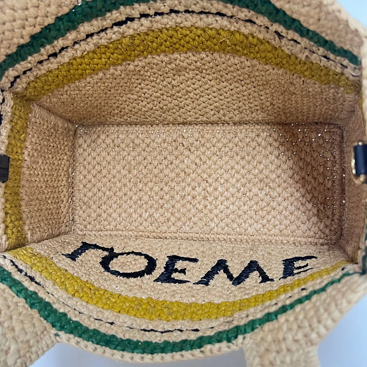 Loewe Tote Bag Raffia Small Natural/Green/Yellow