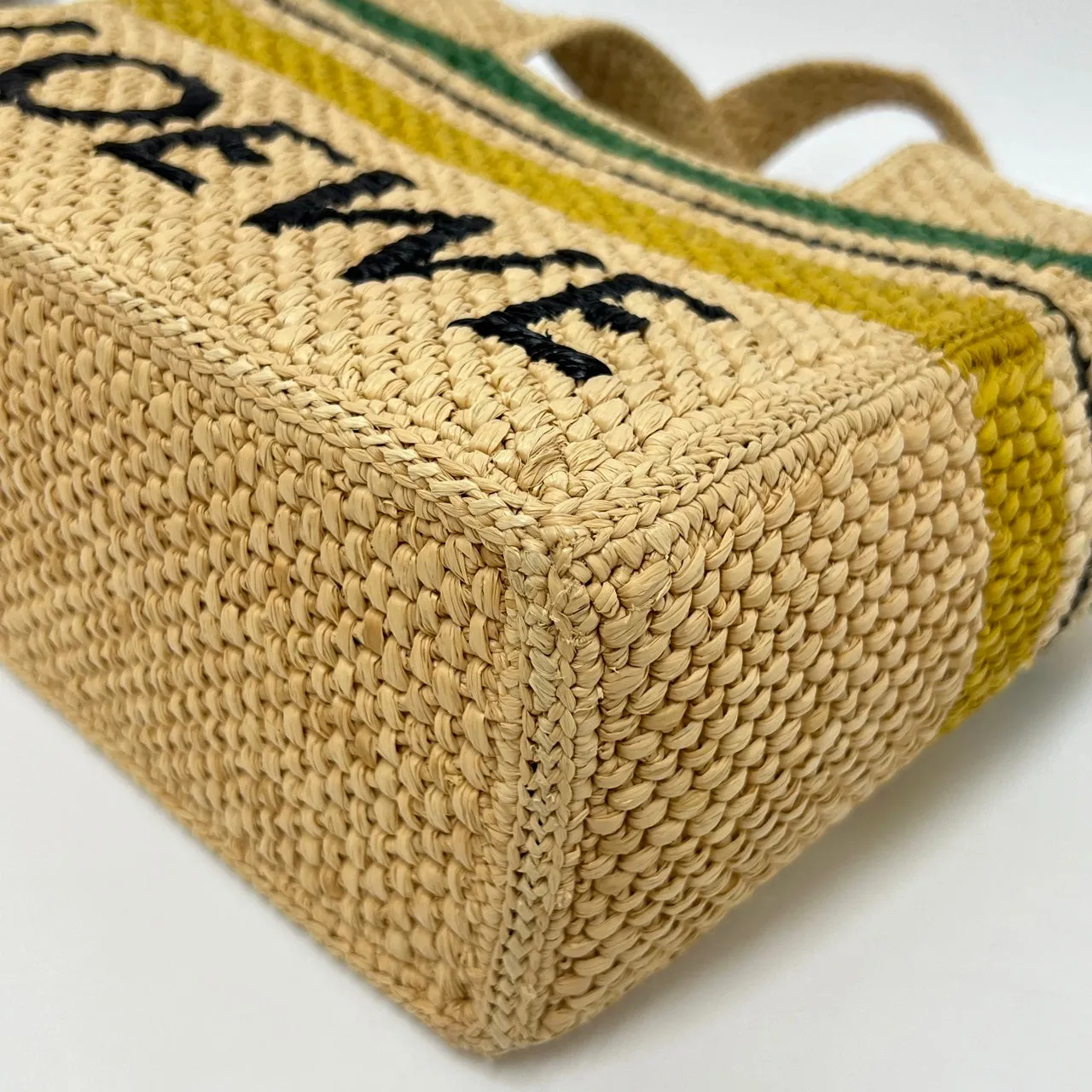 Loewe Tote Bag Raffia Small Natural/Green/Yellow