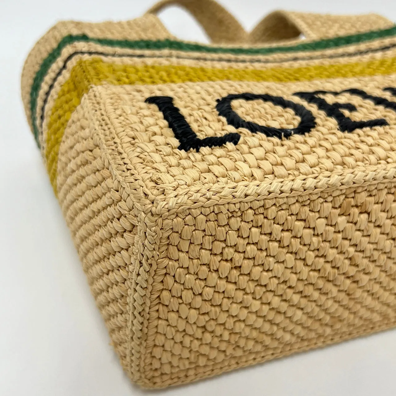 Loewe Tote Bag Raffia Small Natural/Green/Yellow