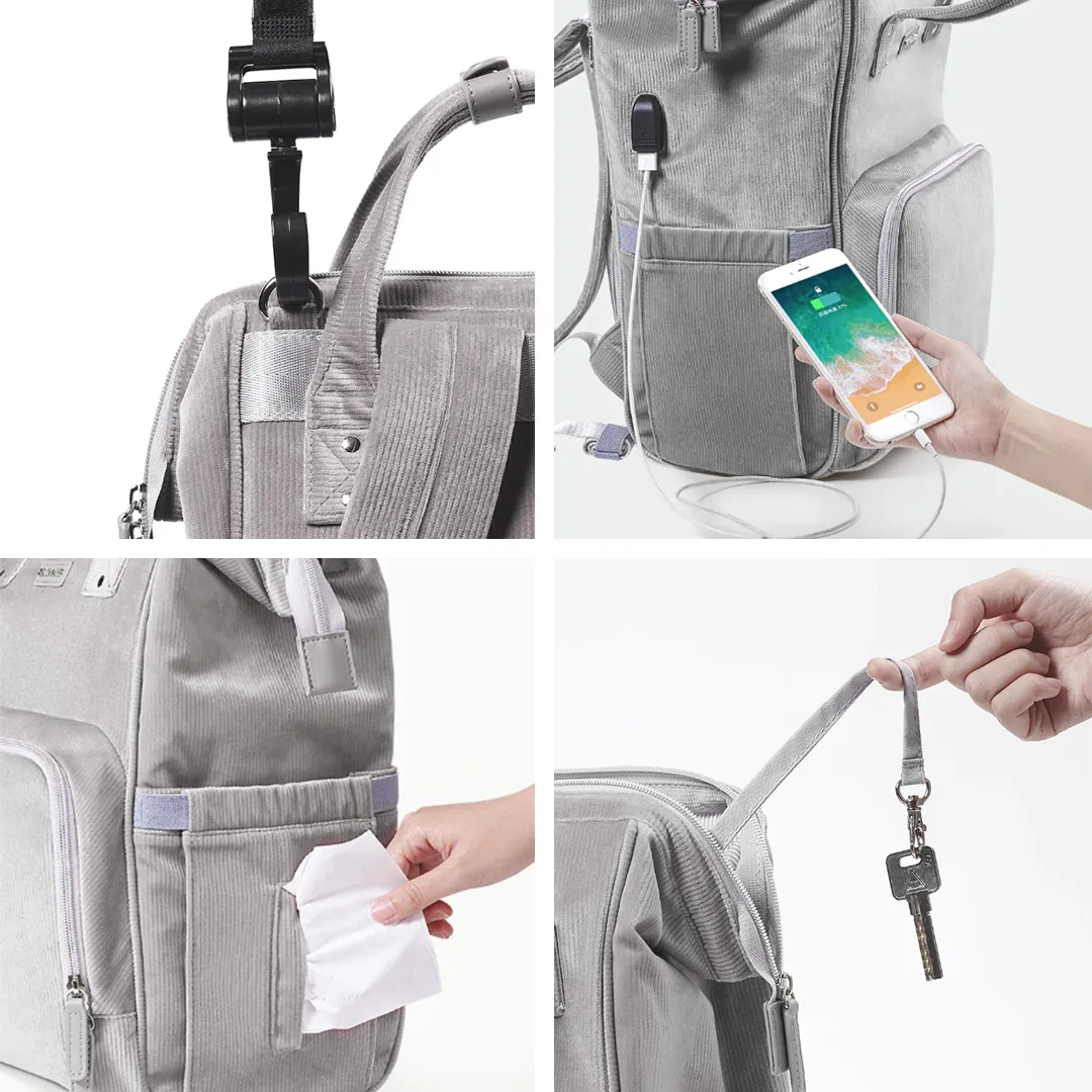 Luxurious Velvet Diaper Bag Backpack with Portable Changing Pad