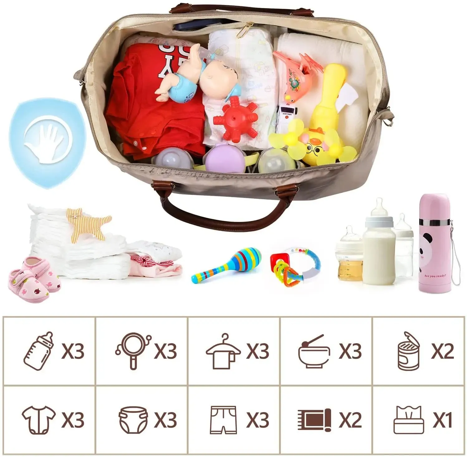 Mama Large Capacity  Tote Bag Travel, Diaper Bag Set (9 Colors)