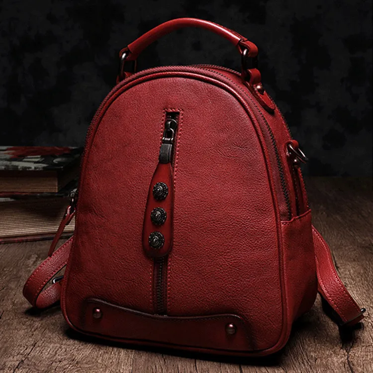 Mini Womens Genuine Leather Backpack Bag Small Crossbody Purse for Women