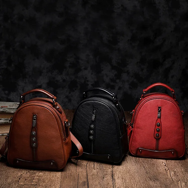 Mini Womens Genuine Leather Backpack Bag Small Crossbody Purse for Women