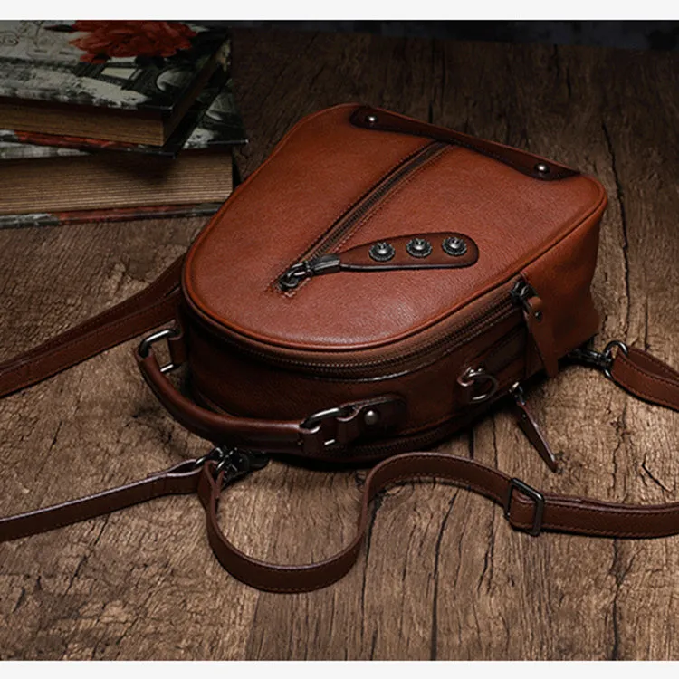 Mini Womens Genuine Leather Backpack Bag Small Crossbody Purse for Women