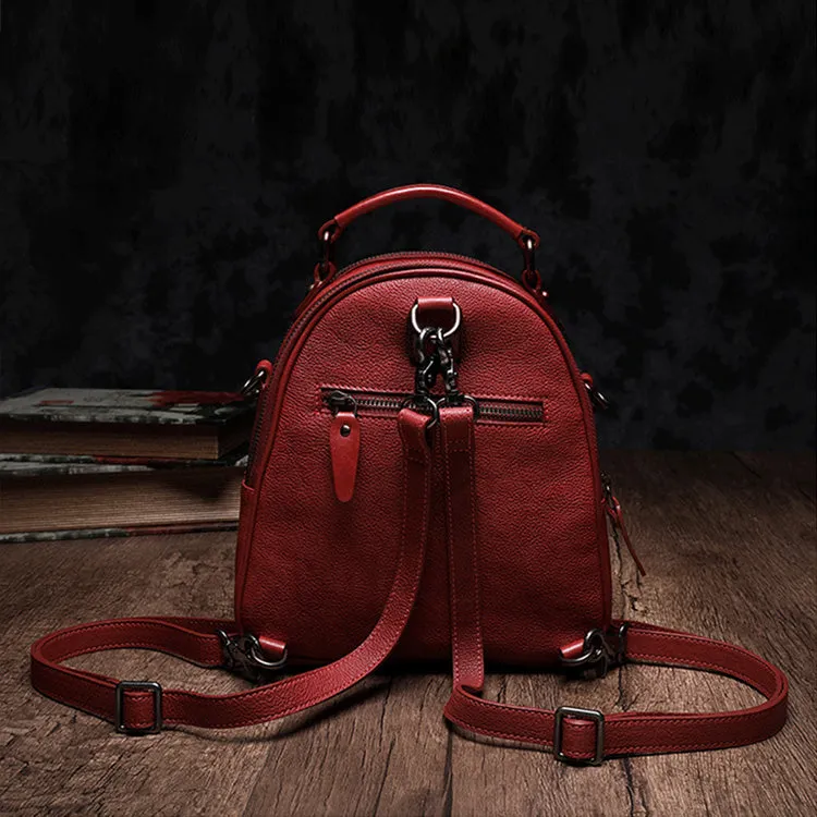 Mini Womens Genuine Leather Backpack Bag Small Crossbody Purse for Women