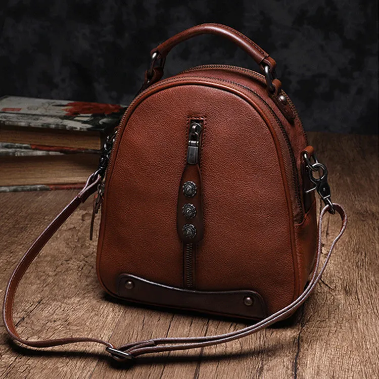 Mini Womens Genuine Leather Backpack Bag Small Crossbody Purse for Women