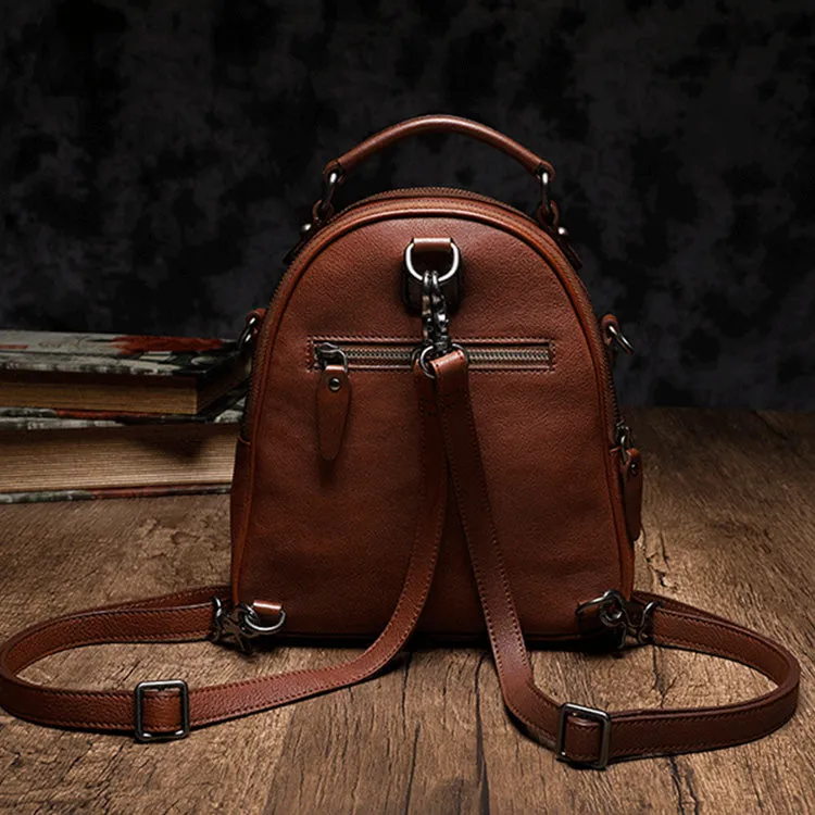 Mini Womens Genuine Leather Backpack Bag Small Crossbody Purse for Women