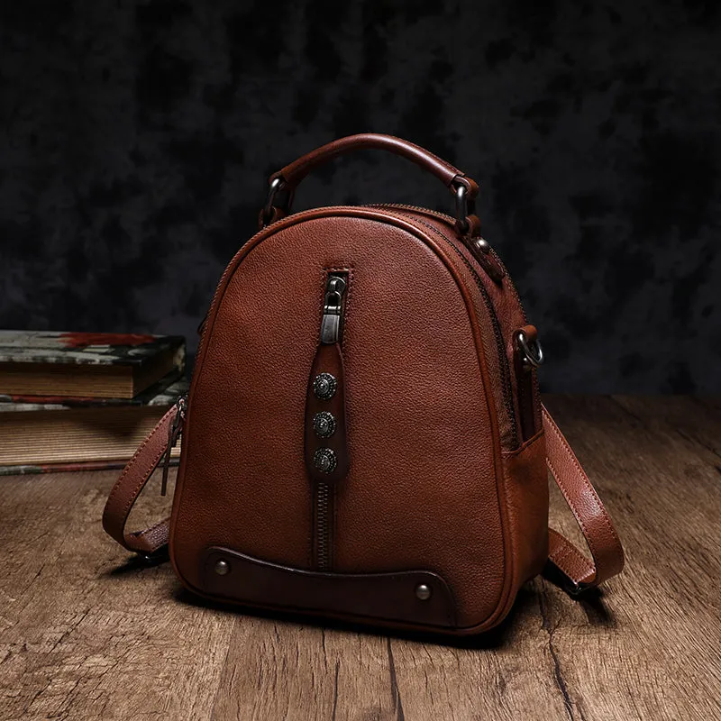 Mini Womens Genuine Leather Backpack Bag Small Crossbody Purse for Women