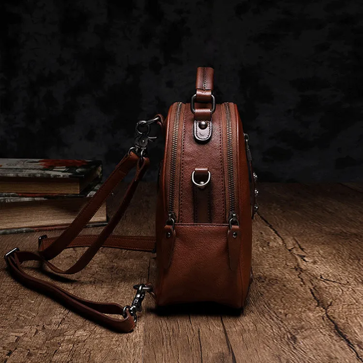 Mini Womens Genuine Leather Backpack Bag Small Crossbody Purse for Women