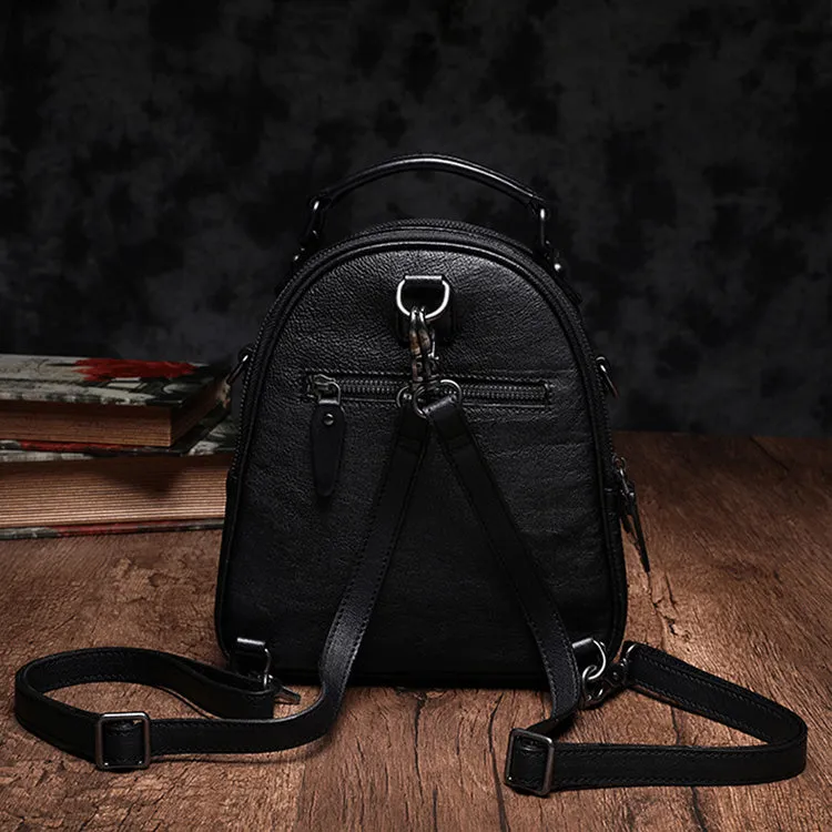 Mini Womens Genuine Leather Backpack Bag Small Crossbody Purse for Women
