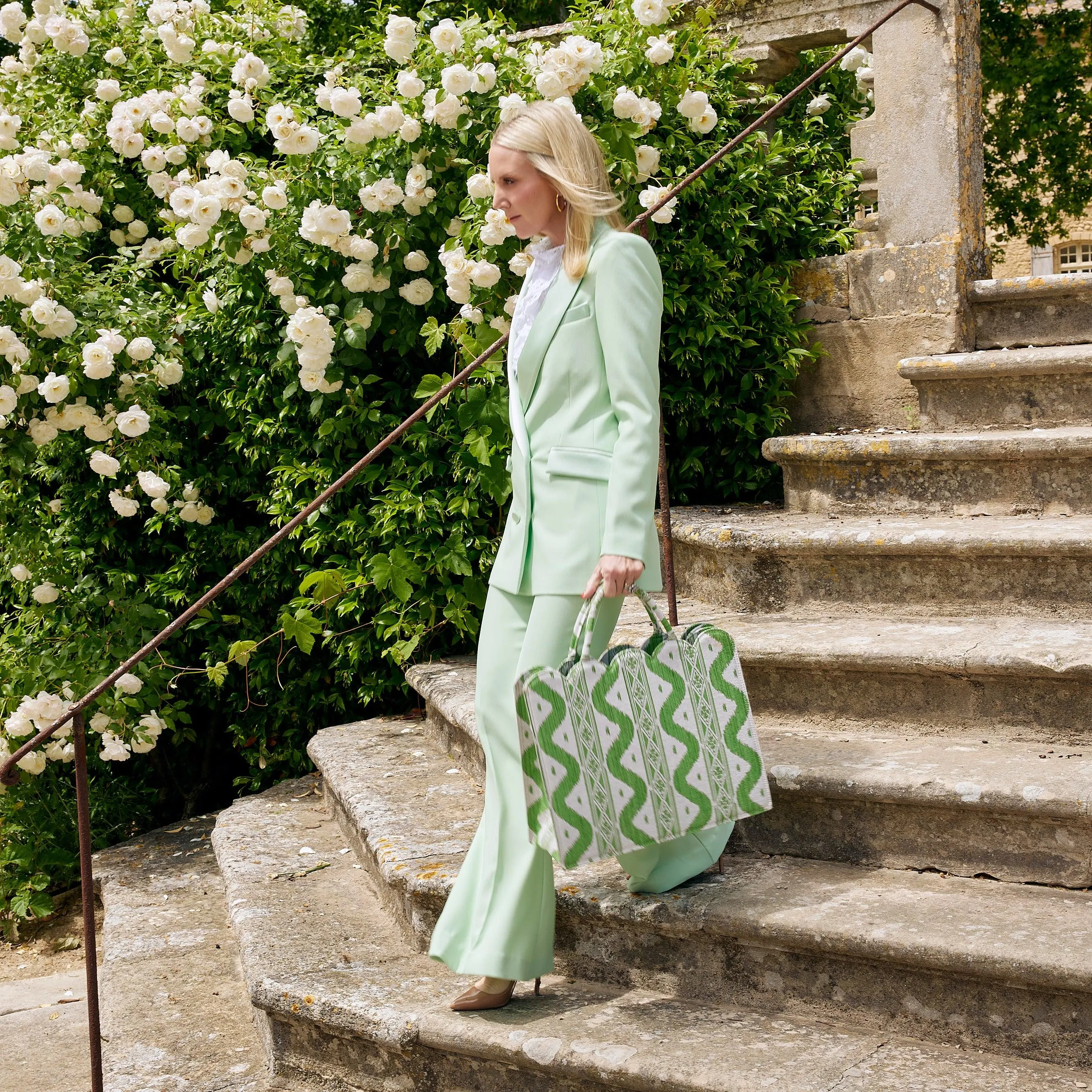 Mrs. Alice Tote Bag (Green Ikat)