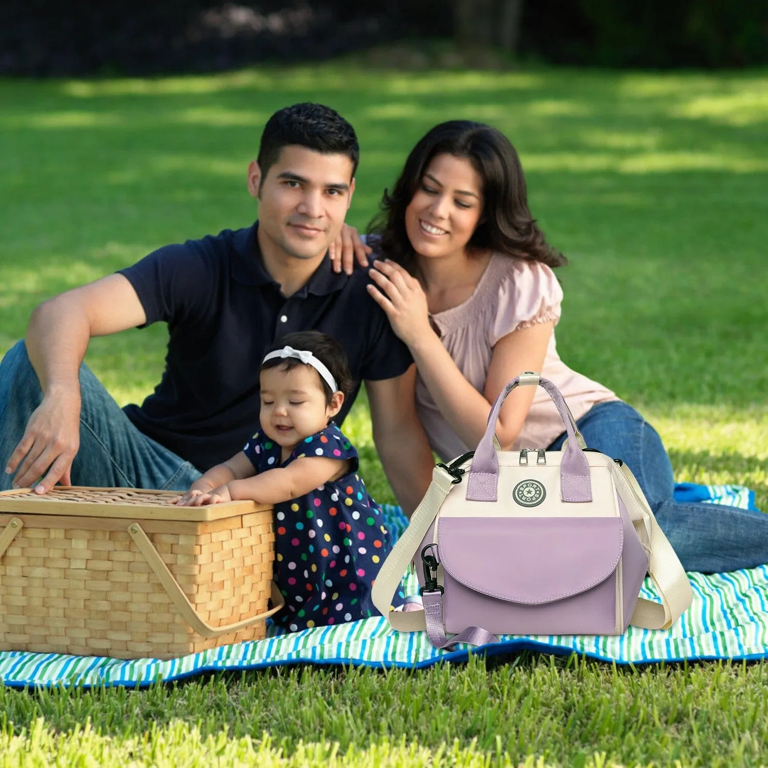 Multifunctional Diaper Changing Bag with 2 Insulated Pockets Commute Bag