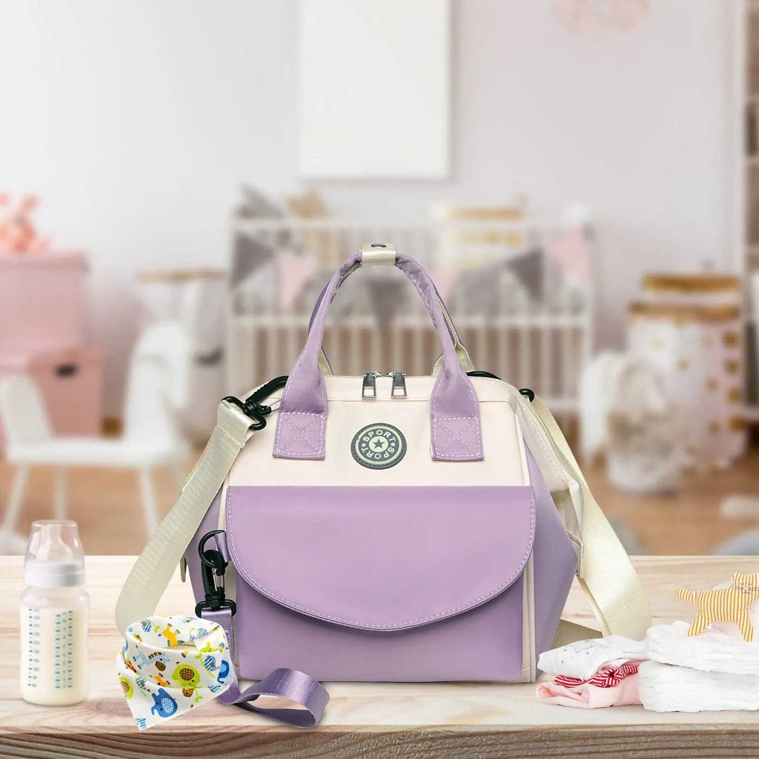 Multifunctional Diaper Changing Bag with 2 Insulated Pockets Commute Bag