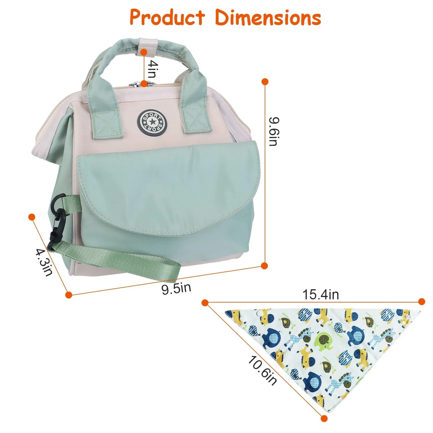 Multifunctional Diaper Changing Bag with 2 Insulated Pockets Commute Bag