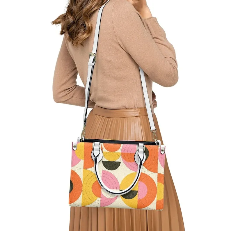 Op Art Handbag, Mod Orange Handbag, Mod 60s Handbag, 60s Style Handbag, 60s Purse Style,Vintage handbag style, Retro Handbag Women