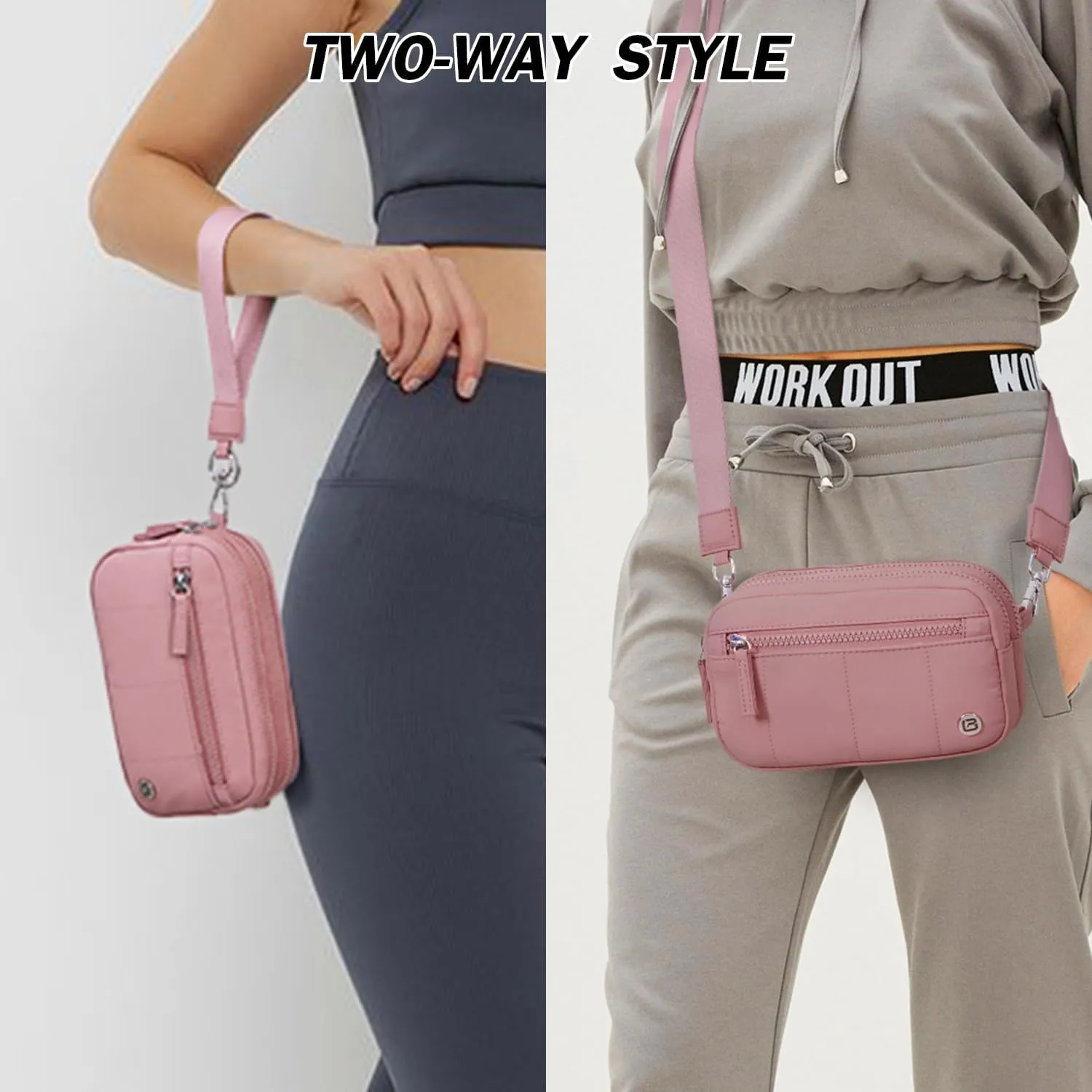 POIUGOYA Small Nylon Crossbody Bags for Women,RFID Wristlet Purse Built in Wallet, 4 Zipper Crossbody Wallet Phone Organizer