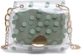Polka Dot Purse Clear PVC Retro Crossbody Jelly Bag with Chain Mini Shoulder Handbag for Women Casual Daily Travel Use