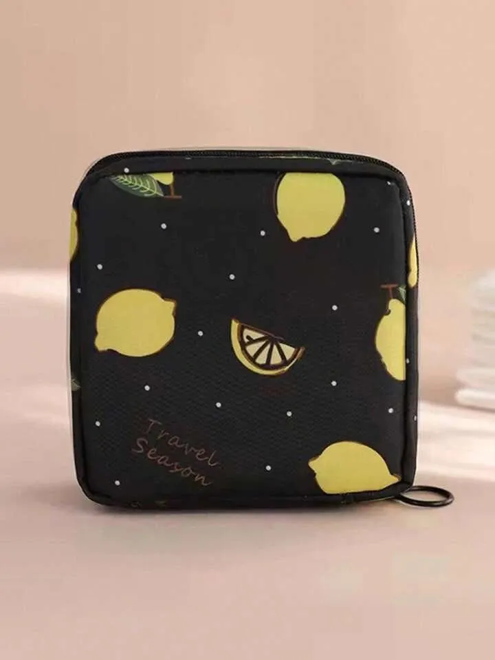 Portable Cute Cartoon Lemon Sanitary Pad Organizer For Travel Storage Bag S3901144