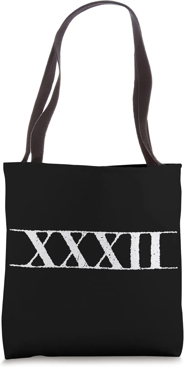 Roman Numeral 32 XXXII ~ with Lines Tote Bag