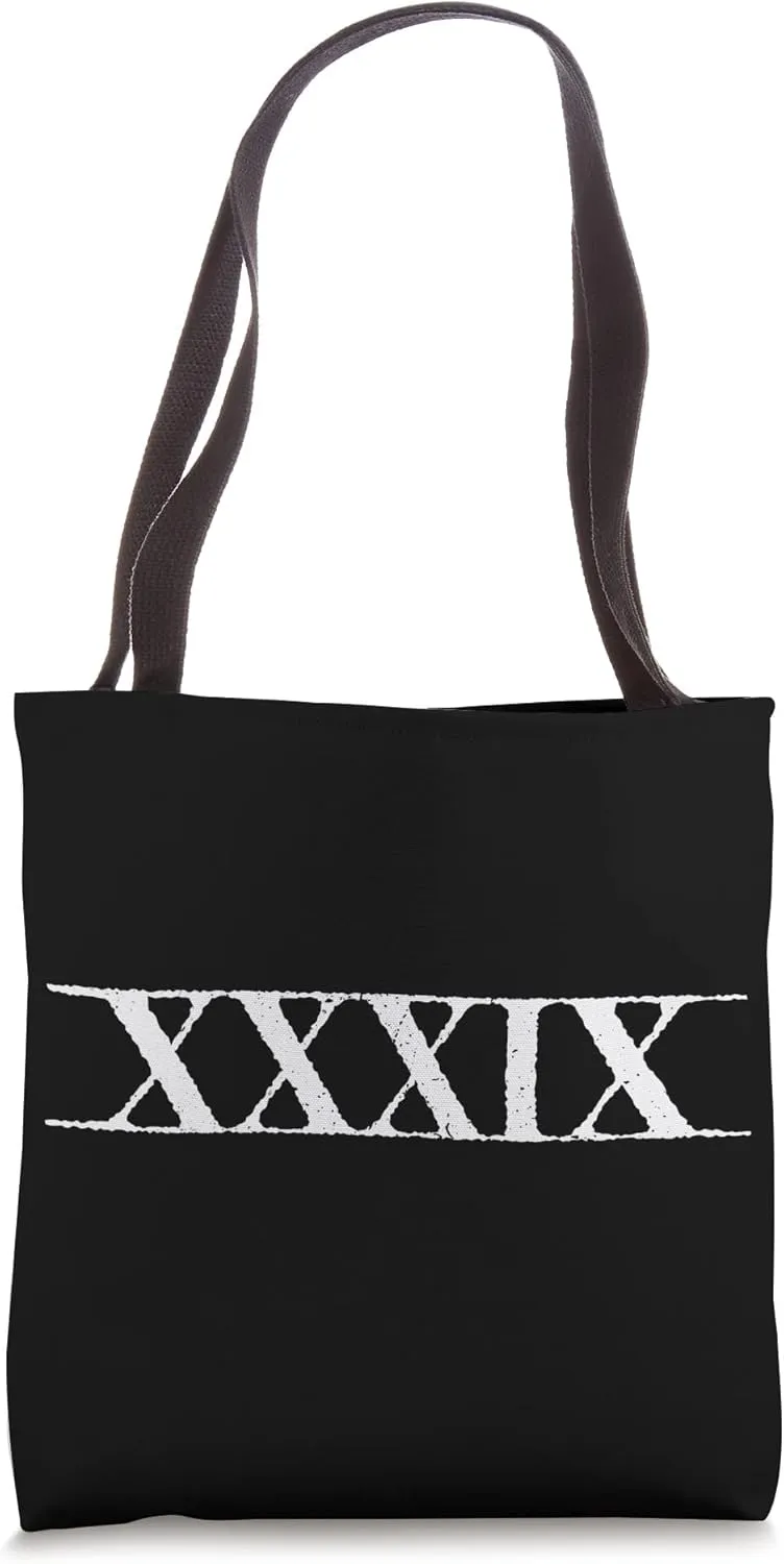 Roman Numeral 39 XXXIX ~ with Lines Tote Bag