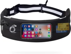 Running Belt Waist Pack, Ultra Slim Men's And Women's Running Belt, Sports And Fitness Three Pocket Waist Pack, Safe Running Belt for All Cell Phones, Adjustable Reflective Running Fanny Pack