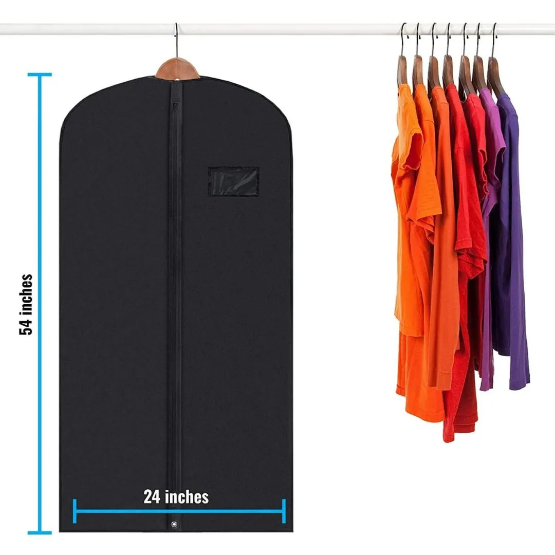 Set of 5 Premium Garment Bags - Clear window, Water-resistant - 40"/ 54" Inch