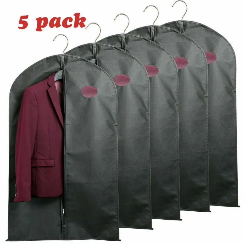 Set of 5 Premium Garment Bags with transparent window - Zipper/39"